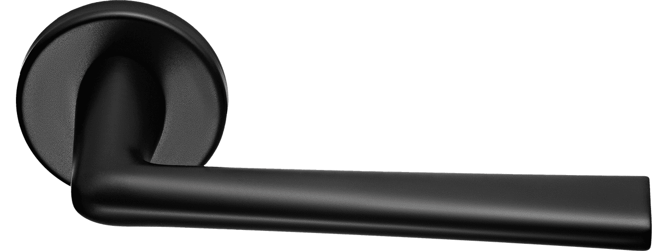 Ручка дверная THE FORCE R5 NERO-ST на круглой розетке, цвет - черный soft-touch фото купить Уфа