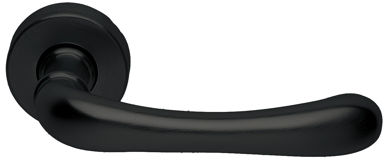 Ручка дверная RING R3-E NERO раздельная на круглой розетке, цвет - черный фото купить Уфа