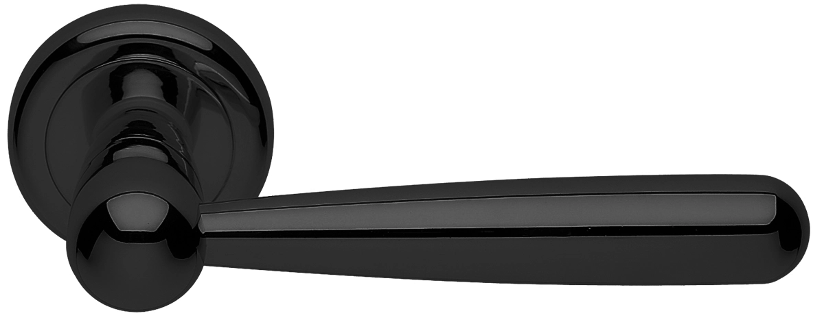 Ручка дверная PINOKKIO R4 NERO раздельная на круглой розетке, цвет - черный фото купить Уфа