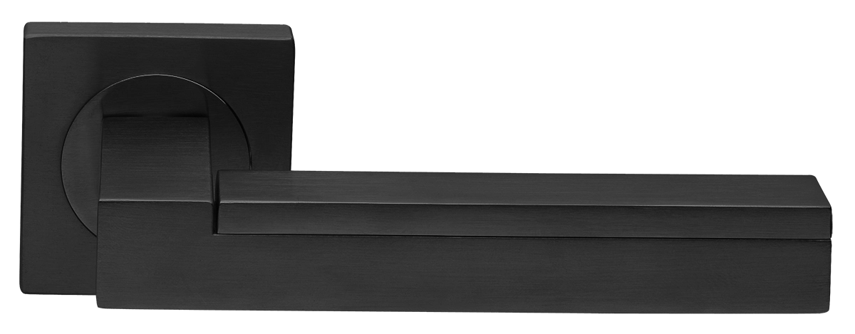 Ручка дверная ISLAND S2 NERO раздельная на квадратной розетке, цвет черный, латунь фото купить в Уфе