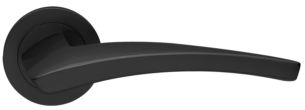 Ручка дверная WIND R2 NERO раздельная на круглой розетке, цвет черный, латунь фото купить в Уфе