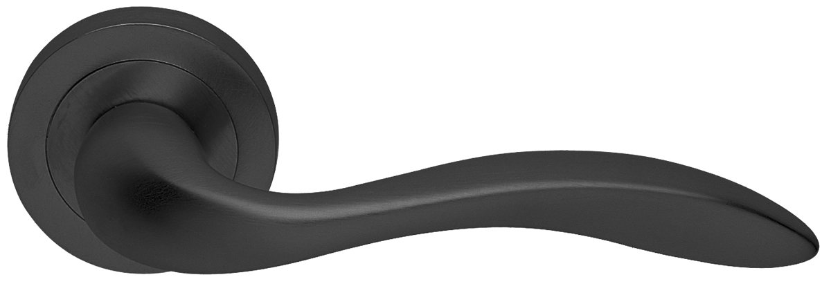 Ручка дверная LEON R2 NERO раздельная на круглой розетке, цвет - черный фото купить в Уфе