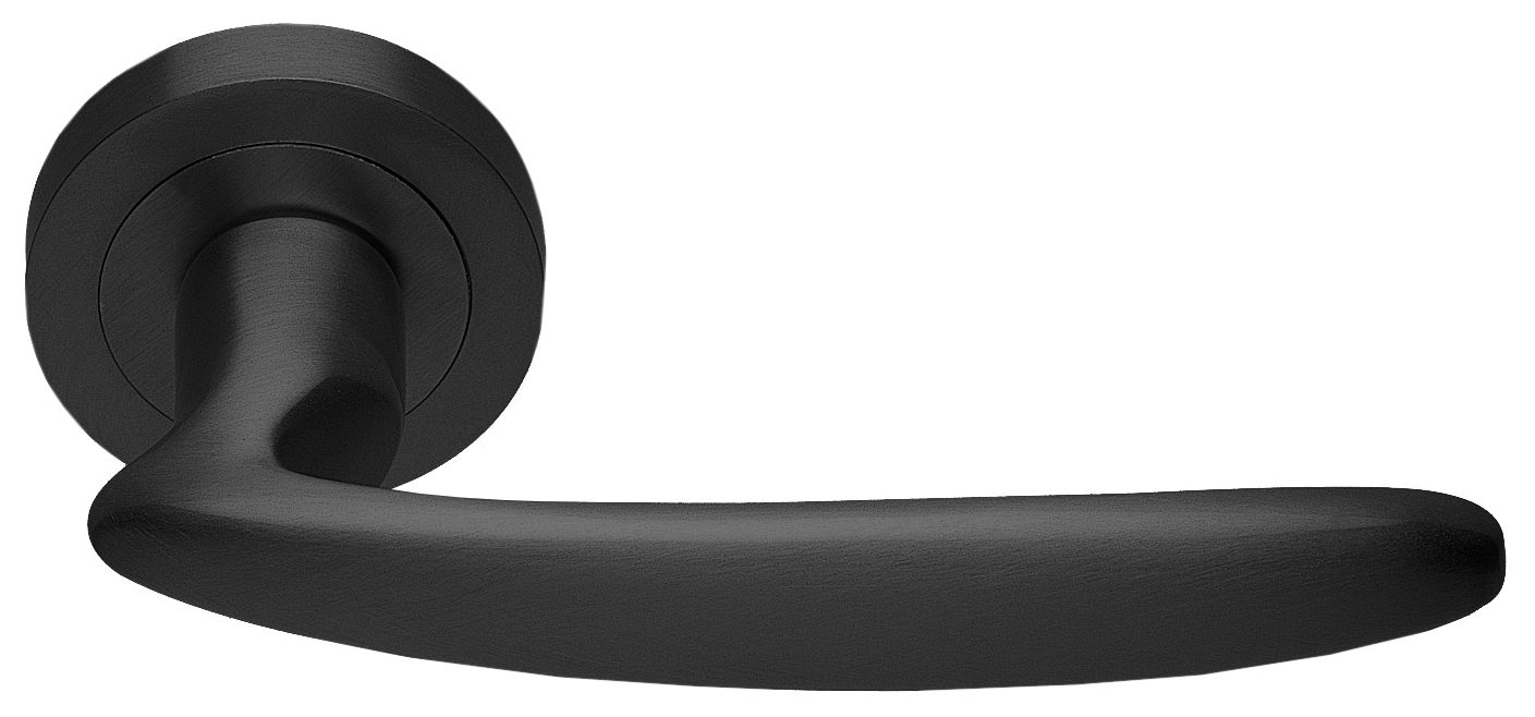 Ручка дверная FLAMINGO R2 NERO раздельная на круглой розетке, цвет черный, латунь фото купить в Уфе