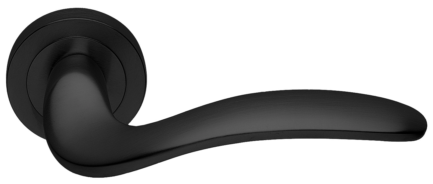 Ручка дверная COBRA R2 NERO раздельная на круглой розетке, цвет - черный фото купить в Уфе