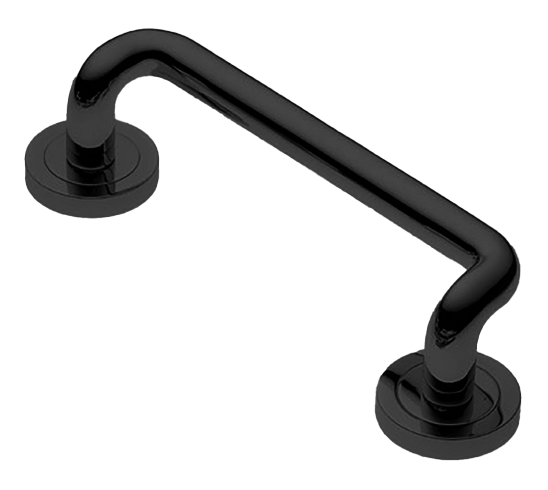 Ручка-скоба дверная SNAKE PH NERO на круглой розетке, цвет черный, латунь фото купить в Уфе