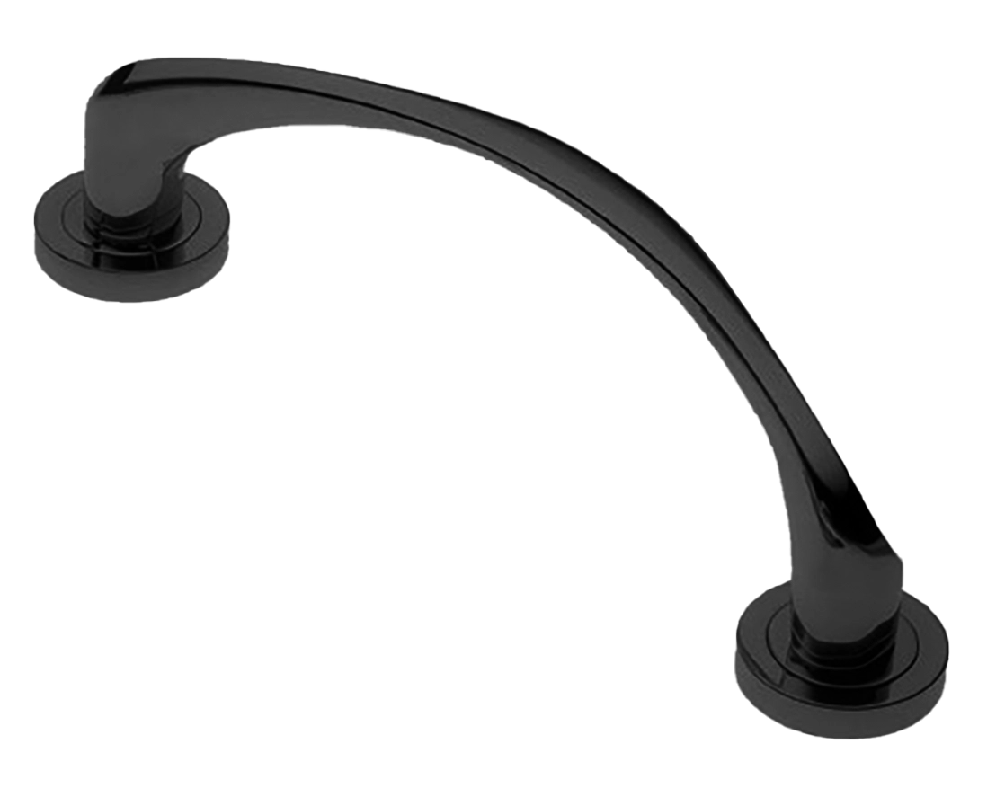 Ручка-скоба дверная COBRA PH NERO на круглой розетке, цвет черный, латунь фото купить в Уфе