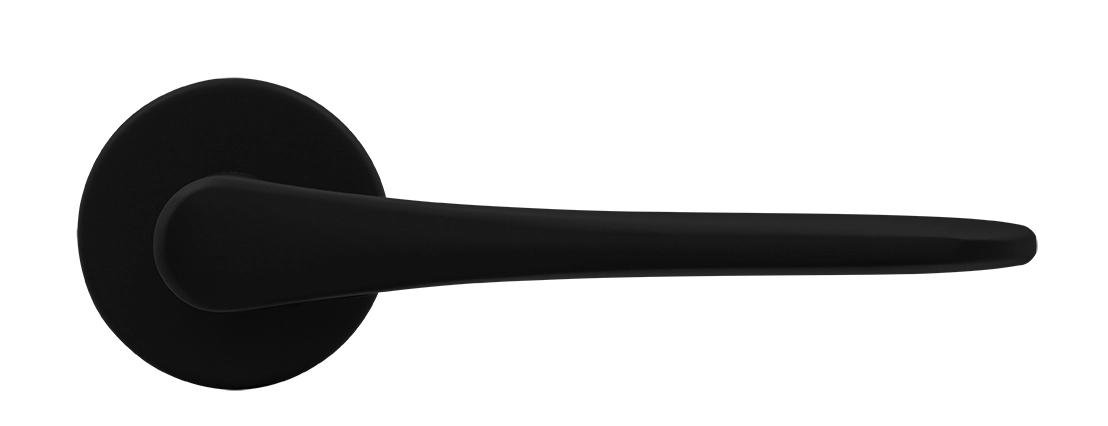 Ручка дверная AULA R5 NERO-ST на круглой розетке, цвет черный soft-touch, ЦАМ фото купить в Уфе