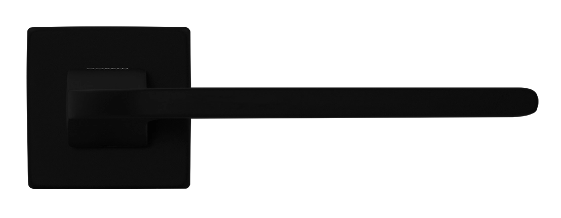 Ручка дверная SPUTNIK S5 NERO-ST на квадратной розетке, цвет черный soft-touch, ЦАМ фото фурнитура Уфа