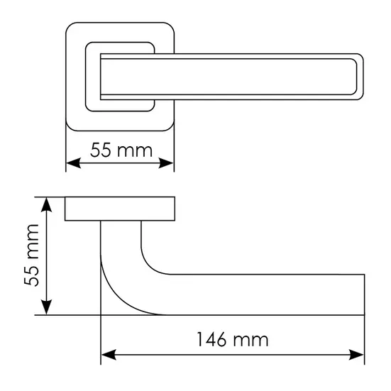 Комплект дверных ручек MH-46 SC/W-S55 + завертка сантехническая MH-WC-S55 SC/CP + защёлка бесшумная 1895P SC + петли врезные универсальные MSN 100X70X2.5-4BB SC (2шт), цвет хром фото купить в Уфе