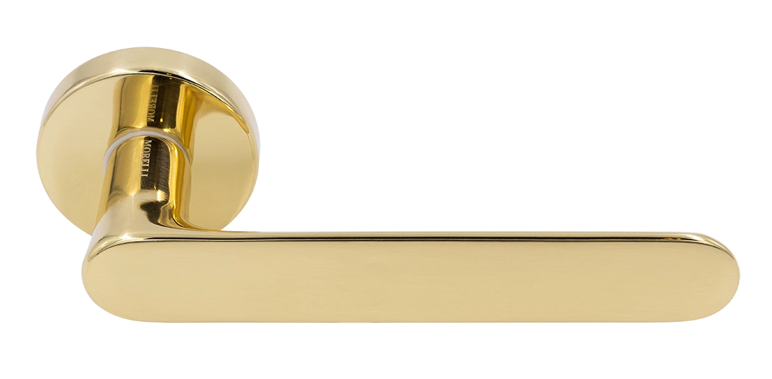 Ручка дверная LE BOAT R5 OTL раздельная на круглой розетке, цвет золото, латунь фото купить Уфа