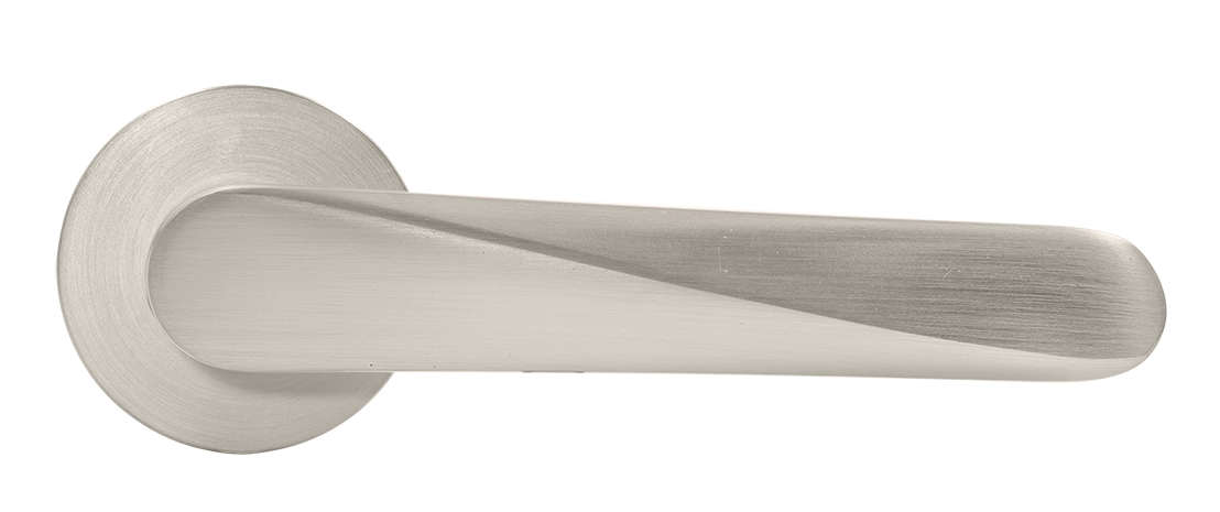 Ручка дверная CAYAN MH-58-R6 MSN раздельная на круглой розетке 6 мм, цвет матовый сатинированный никель, ЦАМ фото купить в Уфе