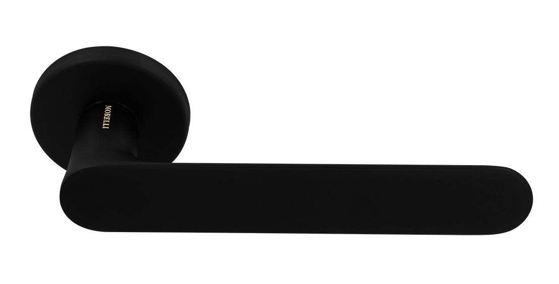 Ручка дверная LE BOAT R5 NERO-ST раздельная на круглой розетке, цвет черный soft-touch, латунь фото купить Уфа