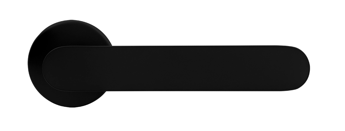 Ручка дверная LE BOAT R5 NERO-ST раздельная на круглой розетке, цвет черный soft-touch, латунь фото купить в Уфе