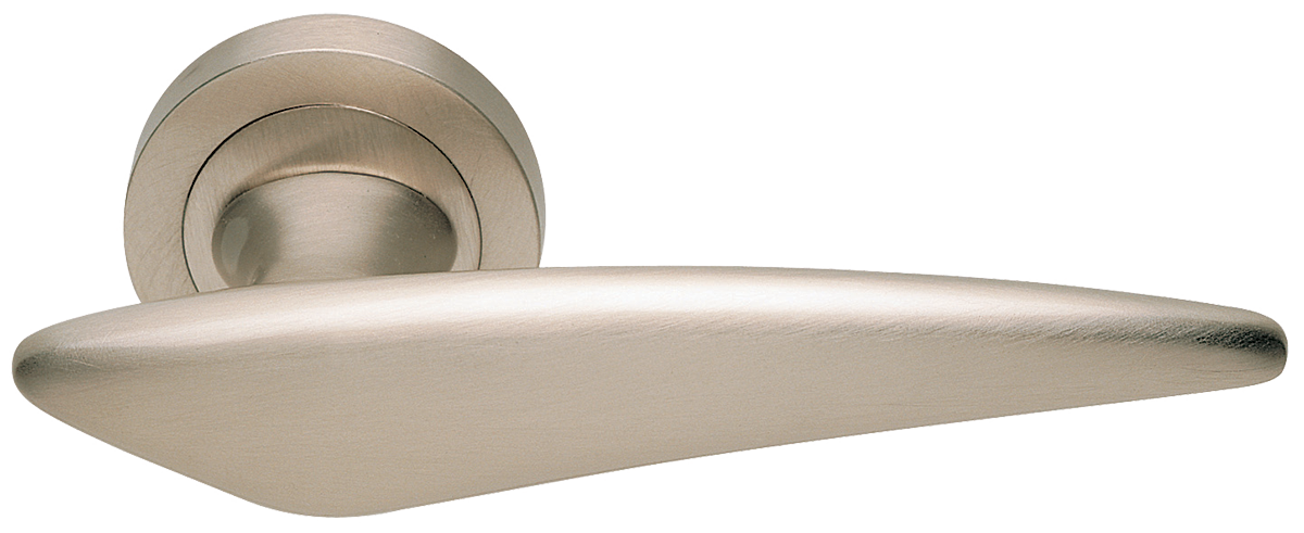 Ручка дверная BOLID R2 NIS раздельная на круглой розетке, цвет матовый никель, латунь фото купить Уфа