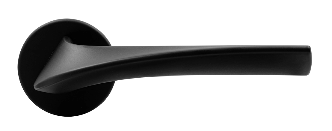 Ручка дверная COMETA R5 NERO-ST на круглой розетке цвет черный soft-touch, ЦАМ фото купить в Уфе