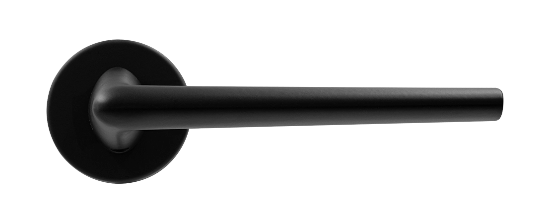 Ручка дверная THE FORCE R5 NERO-ST на круглой розетке, цвет черный soft-touch, ЦАМ фото купить в Уфе