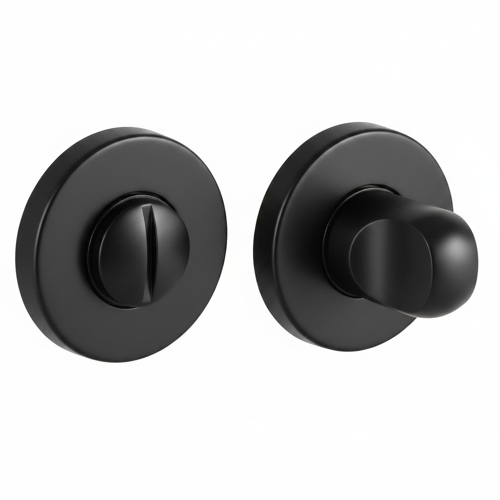 Завертка сантехническая LUX-WC-R3-E NERO-ST на круглой розетке цвет черный soft-touch, ЦАМ фото купить Уфа