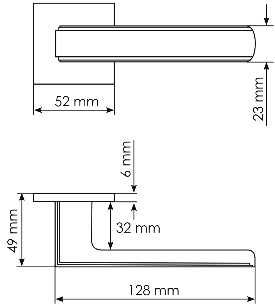 Ручка дверная MH-64-S6 ASC STEPS на квадратной розетке 6 мм, цвет анодированный матовый хром фото фурнитура Уфа