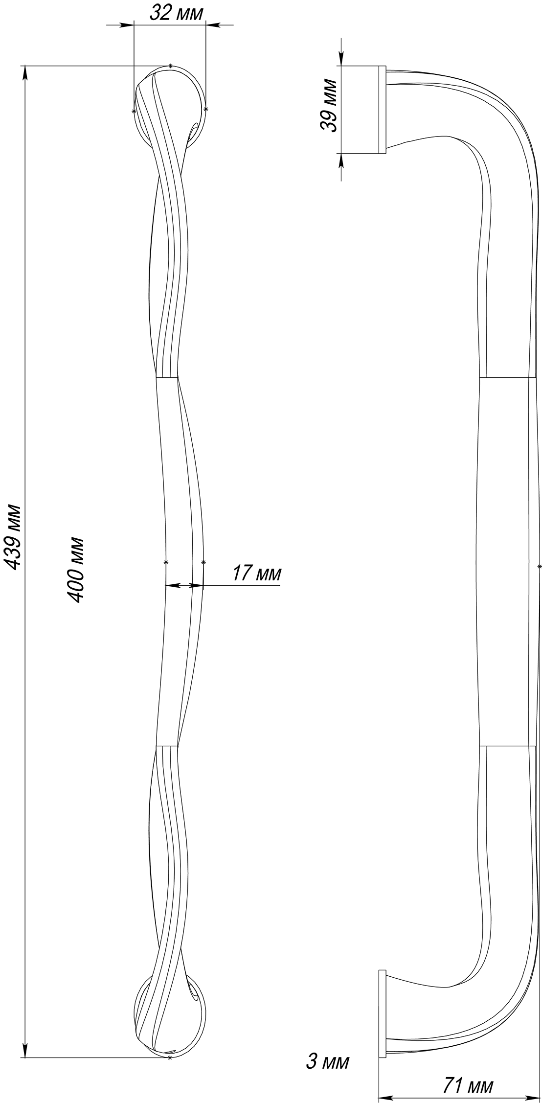 Ручка-скоба SKYSCRAPER PH SST, цвет Летняя гроза/Summer Storm фото купить в Уфе