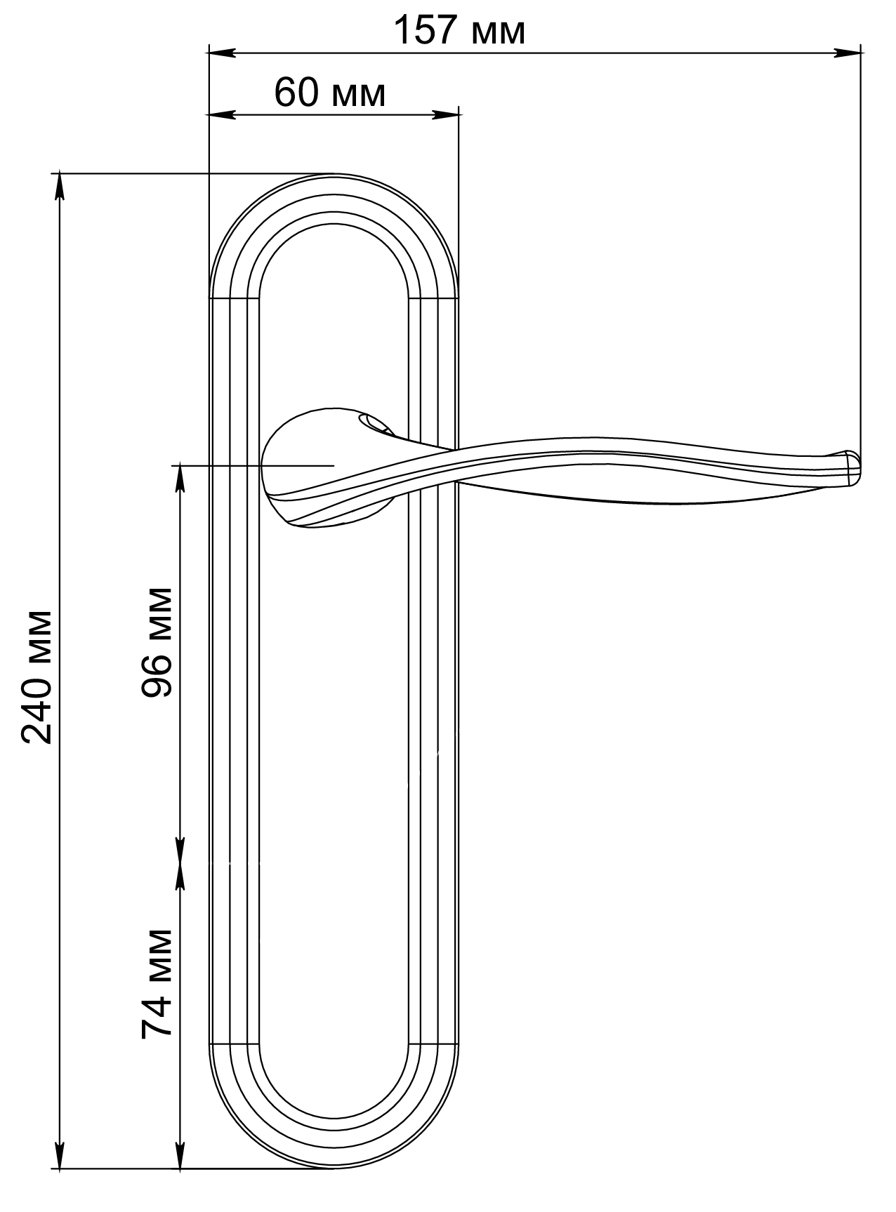 Ручка дверная SKYSCRAPER PLR SST на планке, цвет Летняя гроза/Summer Storm фото фурнитура Уфа