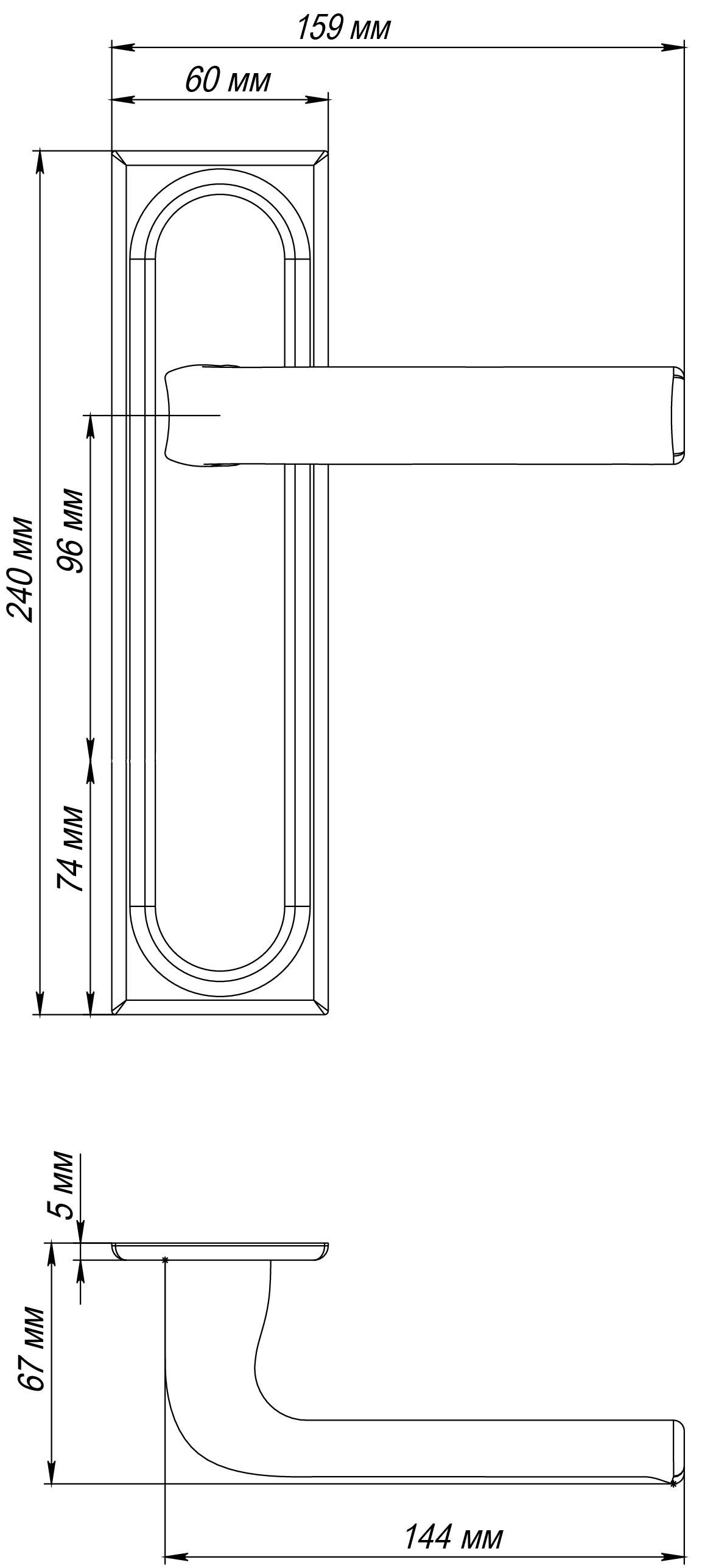 Ручка дверная THE BUS STATION PLS SST на планке, цвет Летняя гроза/Summer Storm фото фурнитура Уфа