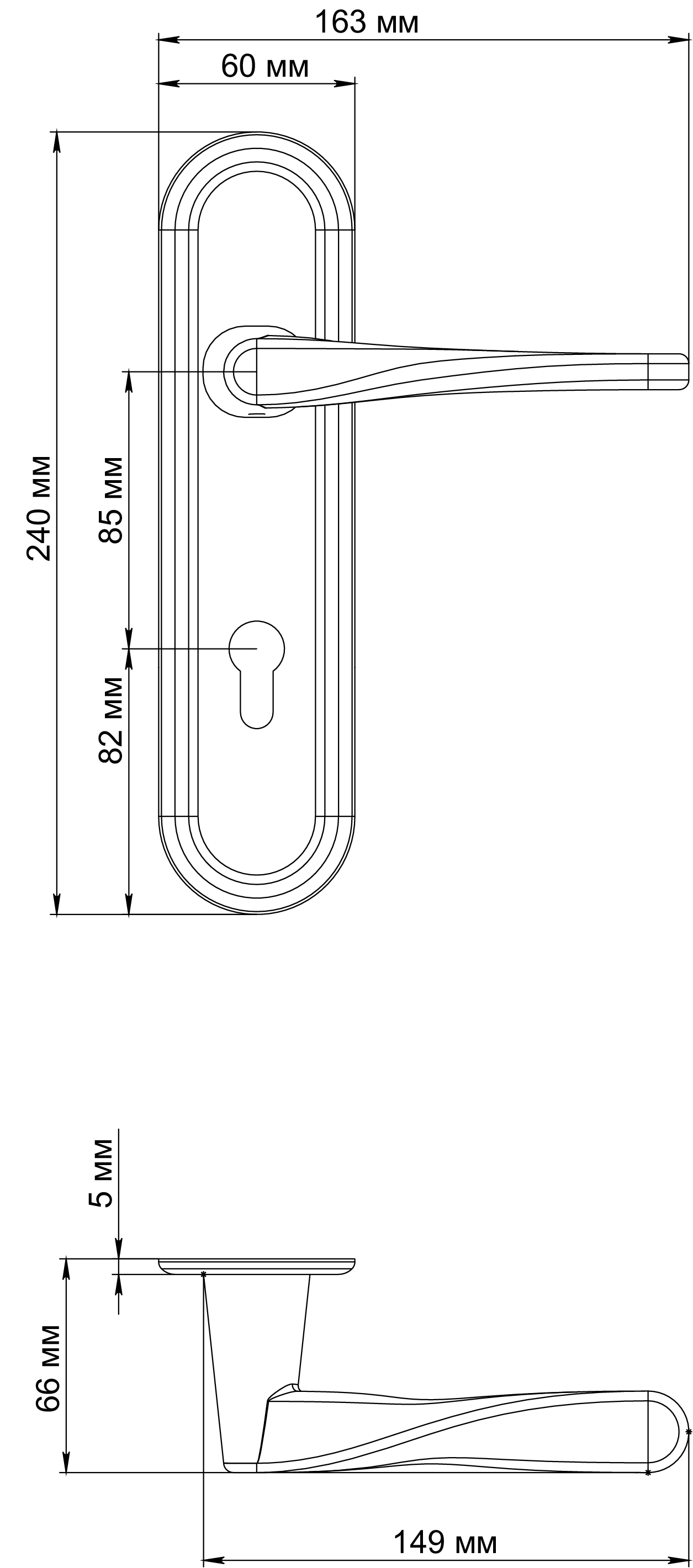 Ручка дверная THE OLYMPICS PLR KH SSW на планке под ключевой цилиндр, цвет Стокгольмский снегопад/Stockholm Snowfall фото купить в Уфе