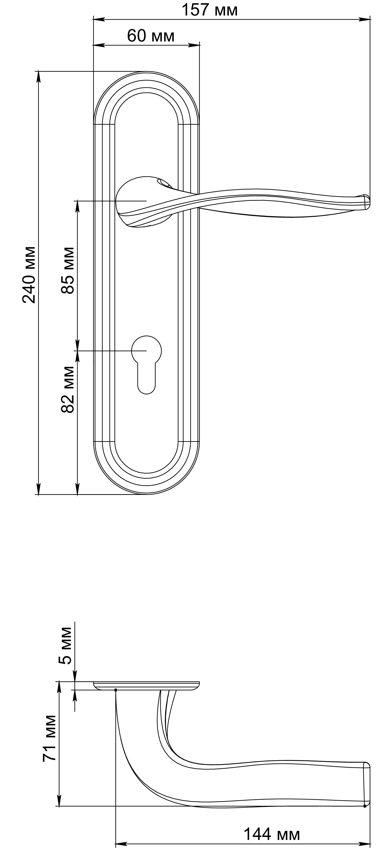 Ручка дверная SKYSCRAPER PLR KH SSW на планке под ключевой цилиндр, цвет Стокгольмский снегопад/Stockholm Snowfall фото купить в Уфе