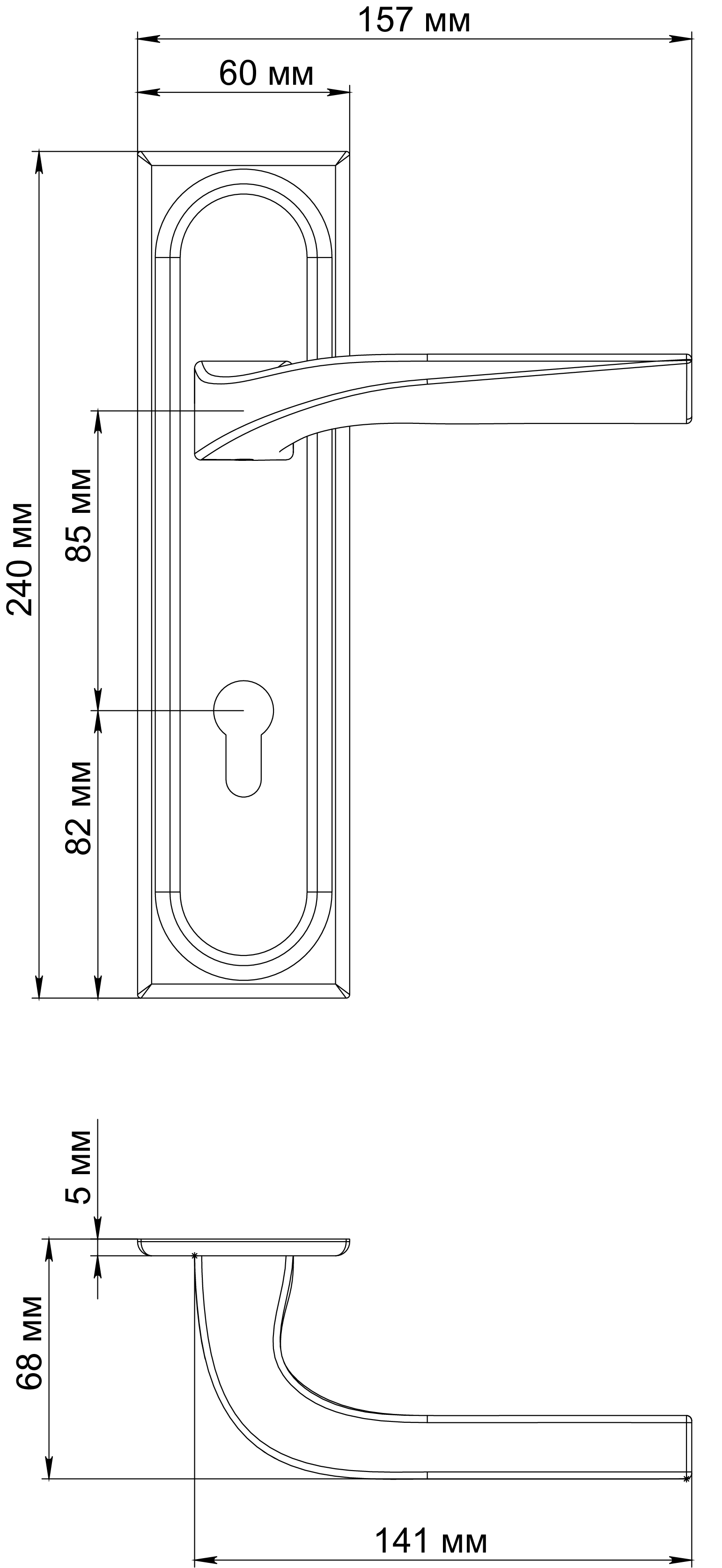 Ручка дверная WD CONCERT HALL PLS KH AH на планке под ключевой цилиндр, цвет Осенний мёд/Autumn Honey фото купить в Уфе