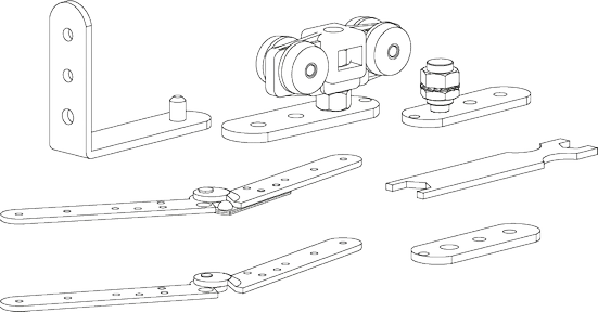 SLIDING SET 1133-1137, комплект роликов для двери "книжка", до 30кг фото купить в Уфе