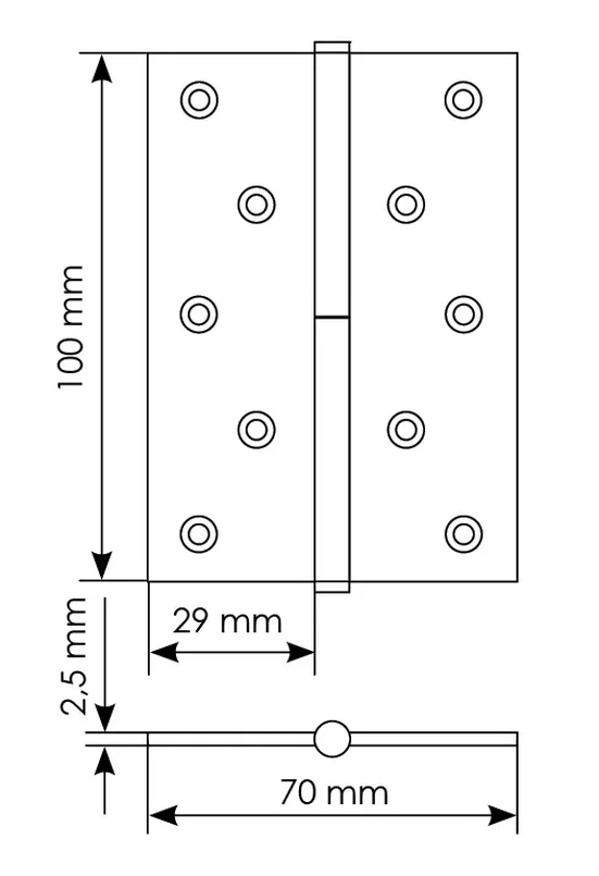 Петля разъемная стальная MSD 100X70X2.5 SC L левая, врезная, цвет матовый хром, сталь фото купить в Уфе