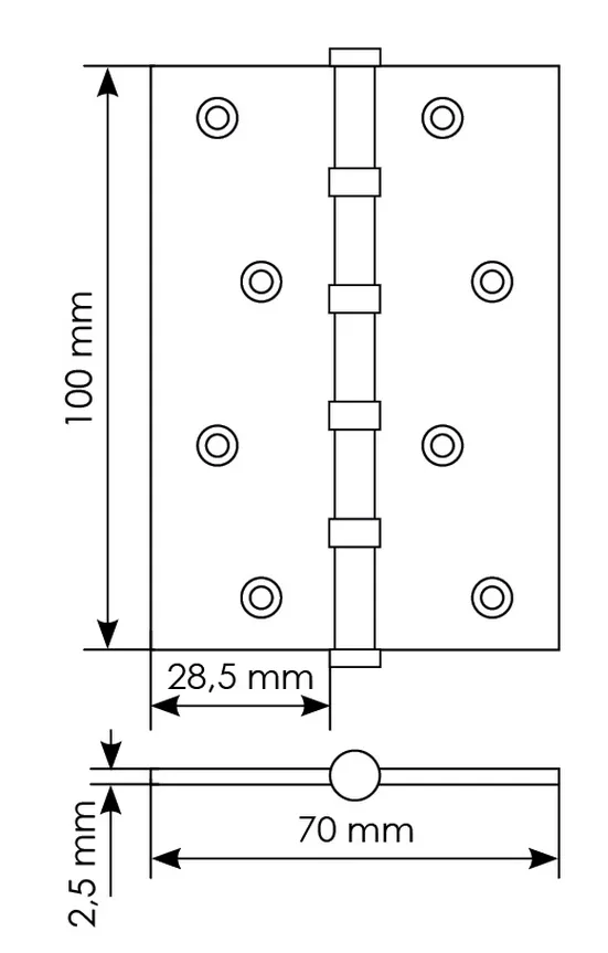 Петля универсальная карточная MS 100X70X2.5-4BB W стальная, врезная, цвет белый, сталь фото купить в Уфе