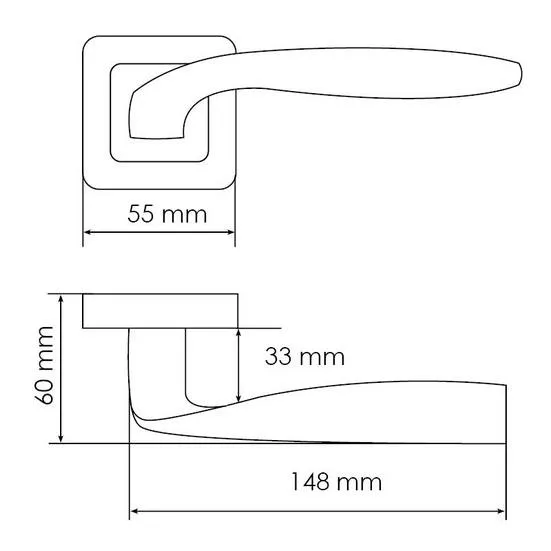 Ручка дверная SHELL MH-45 GR/CP-S55 раздельная на квадратной розетке, цвет графит/хром, ЦАМ Light фото купить в Уфе