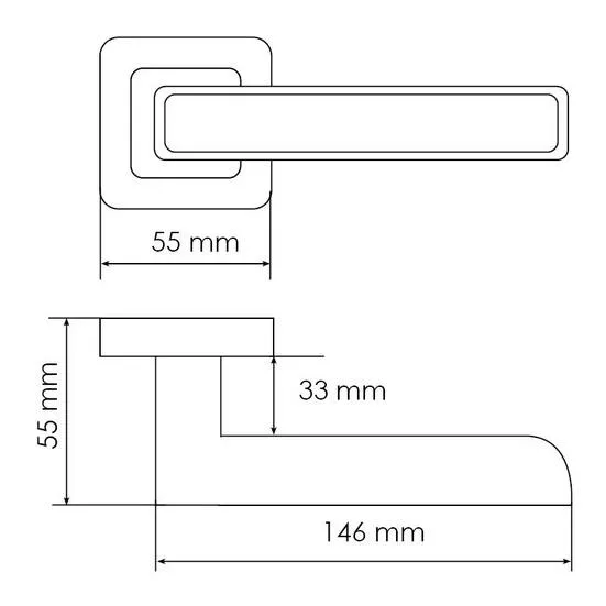 Ручка дверная FLEX MH-44 GR/CP-S55 раздельная на квадратном основании, цвет графит/хром, ЦАМ Light фото купить в Уфе