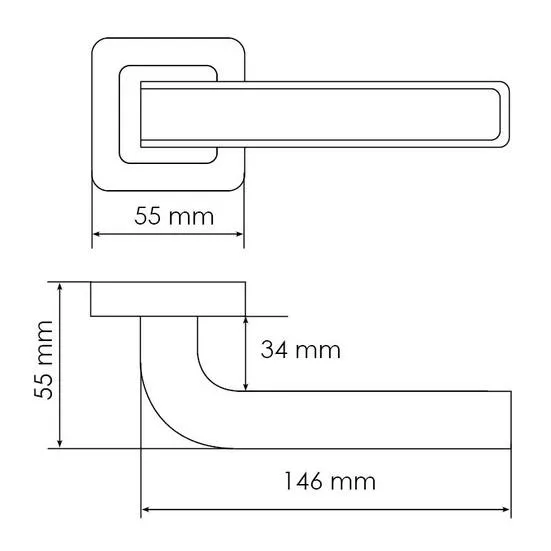 Ручка дверная EON MH-46 GR/CP-S55 раздельная на квадратной розетке, цвет графит/хром, ЦАМ Light фото фурнитура Уфа