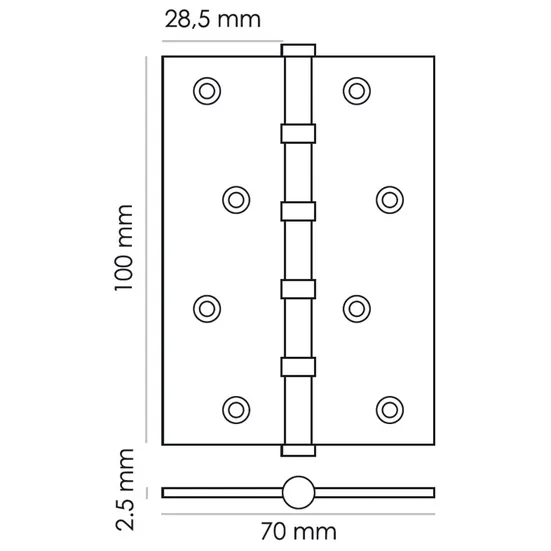 Петля карточная универсальная MS 100X70X2.5-4BB BL, врезная, цвет черный, сталь фото купить в Уфе