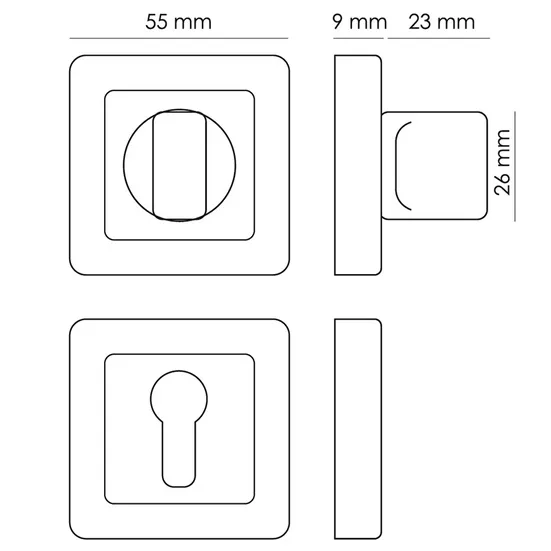 Завертка сантехническая MH-WC-S55 GR/PC квадратная цвет графит/хром фото купить в Уфе