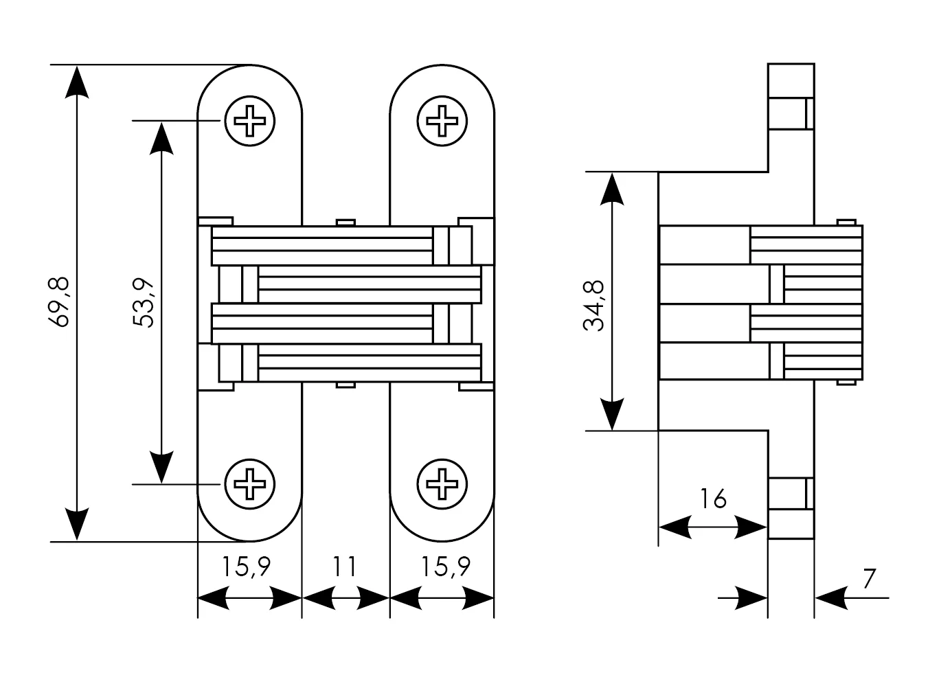 Петля скрытая HH-7 PC врезная с 2D-регулировкой , цвет хром фото купить в Уфе